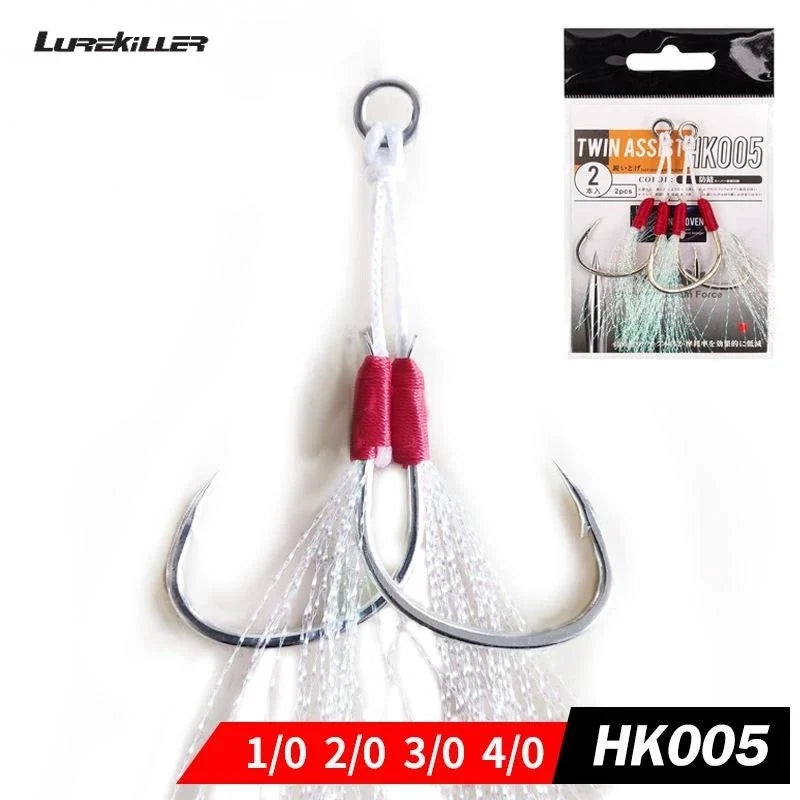 Lurekiller double Hook tajam & kuat untuk metal jig 1pack isi 2 pasang HJ032