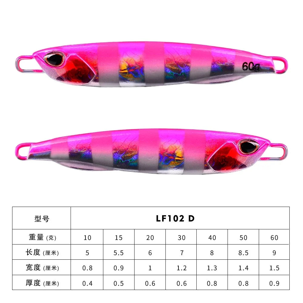 PROBEROS umpan pancing Metal Jig bercahaya 30g 40g 50g 60g dengan Treble Hook MJ068