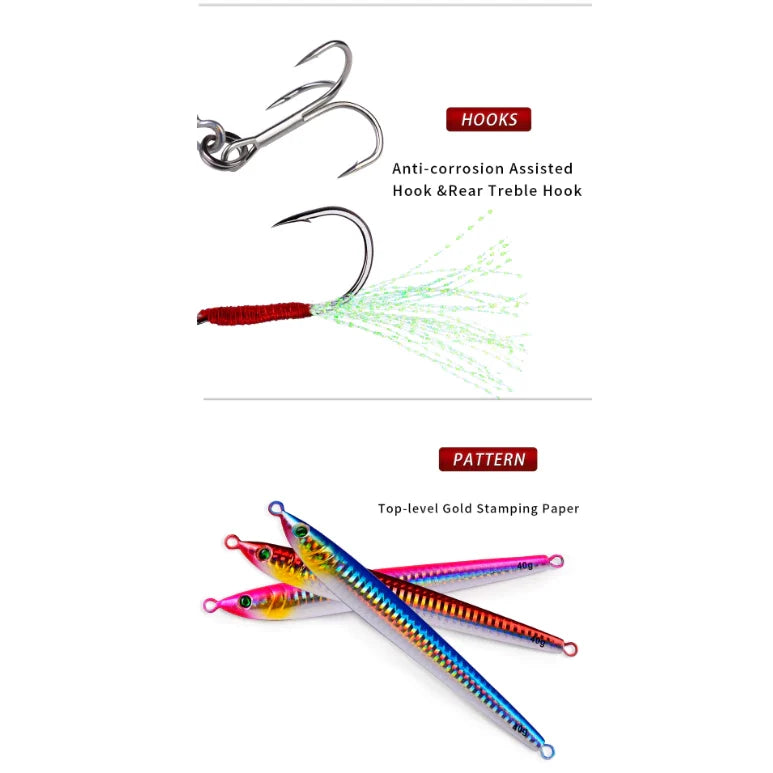 LureKiller Umpan Pancing MetalJig 5 Warna Hook Bercahaya Superbait MJ036