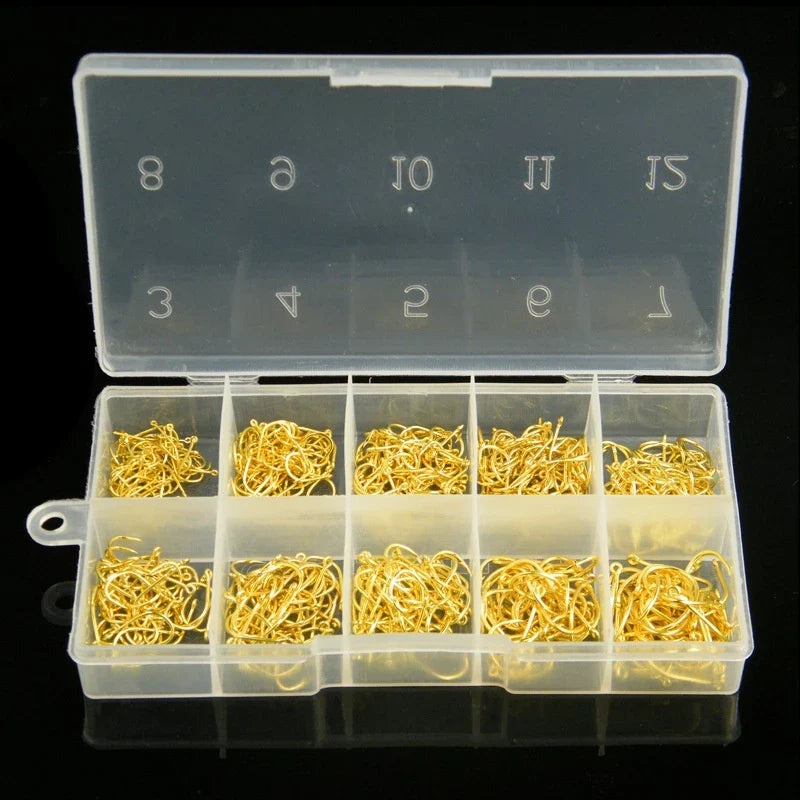 500pcs Kail Pancing Aneka Ukuran Bahan Baja Karbon Dengan Tali Pengait KUP153