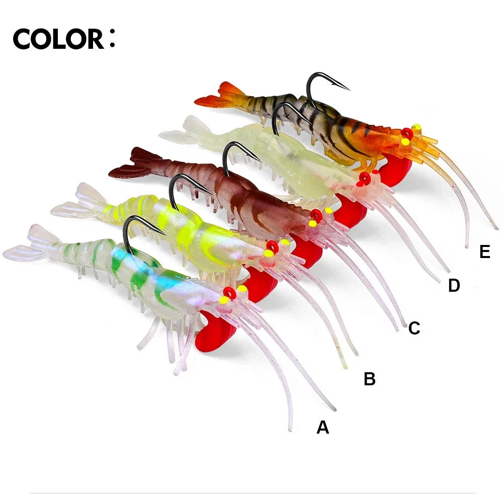 PROBEROS Umpan Pancing Soft Bait Bentuk Udang bahan Silikon Lembut dengan Kail Ukuran 6/9/13G LE125