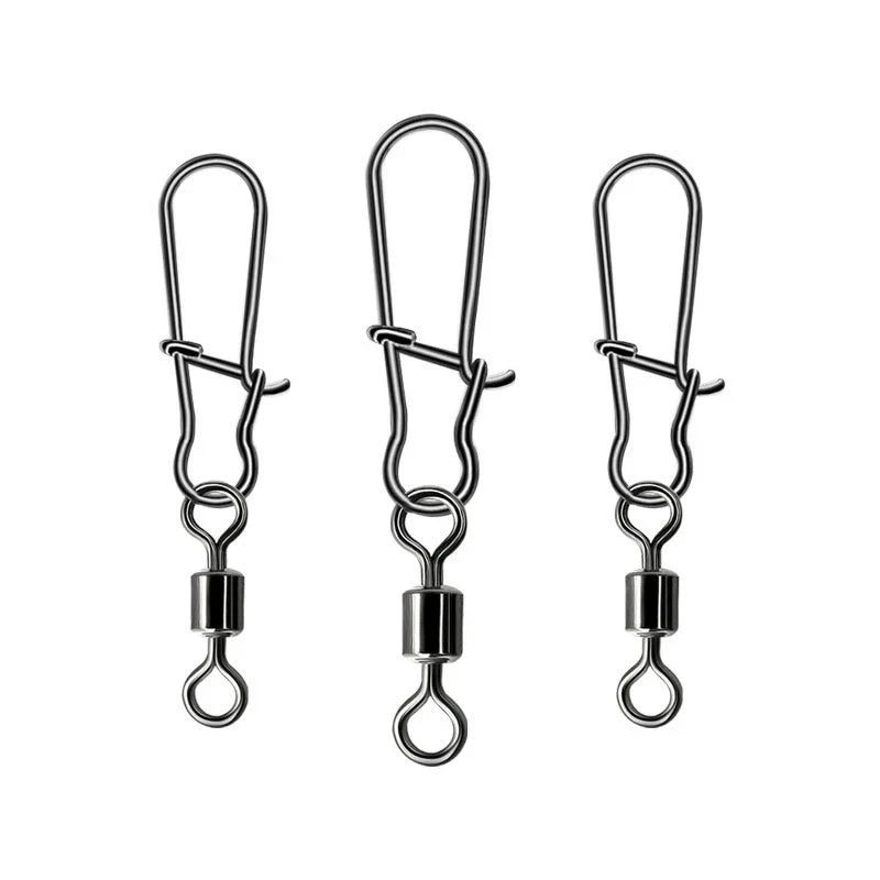 50 Pcs Kili-Kili Rolling Swivel Snap Connector Bahan Stainless Steel Fishing Gear KUP166