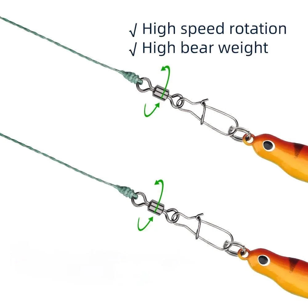 50 Pcs Kili-Kili Rolling Swivel Snap Connector Bahan Stainless Steel Fishing Gear KUP166