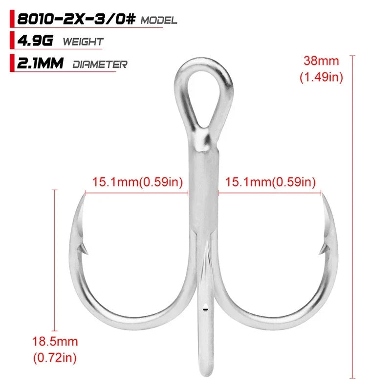 PROBEROS 20Pcs/Kotak Kail Pancing 2/4/6/8/10/12/14# Kail Pancing Treble Bahan Carbon Steel Untuk Memancing Di Laut KUP137